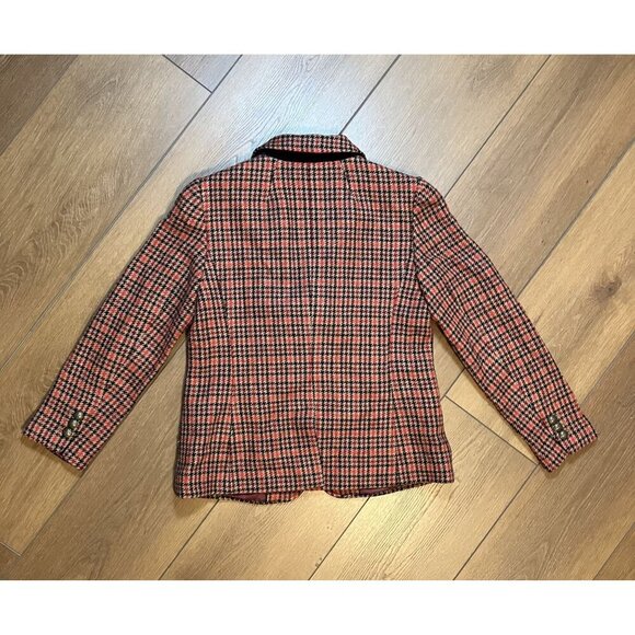Talbots Red/Black/Tan Houndstooth Shetland Aberdeen Blazer Size 8 - Picture 4 of 9